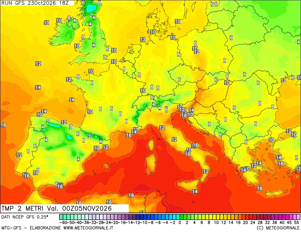 mappa Temp 2 metri