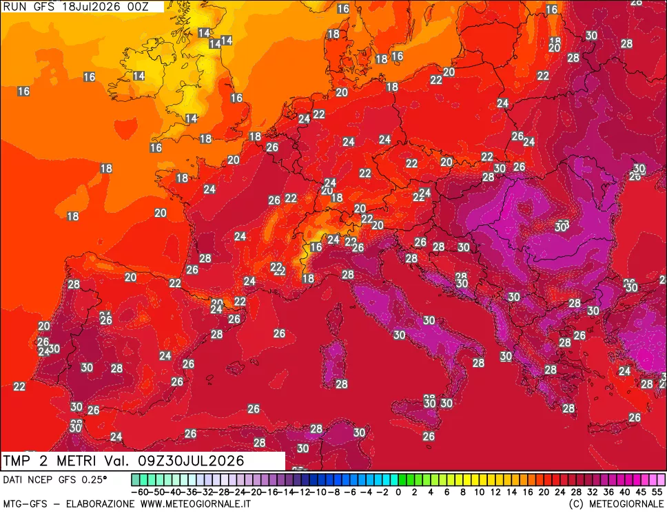 mappa Temp 2 metri