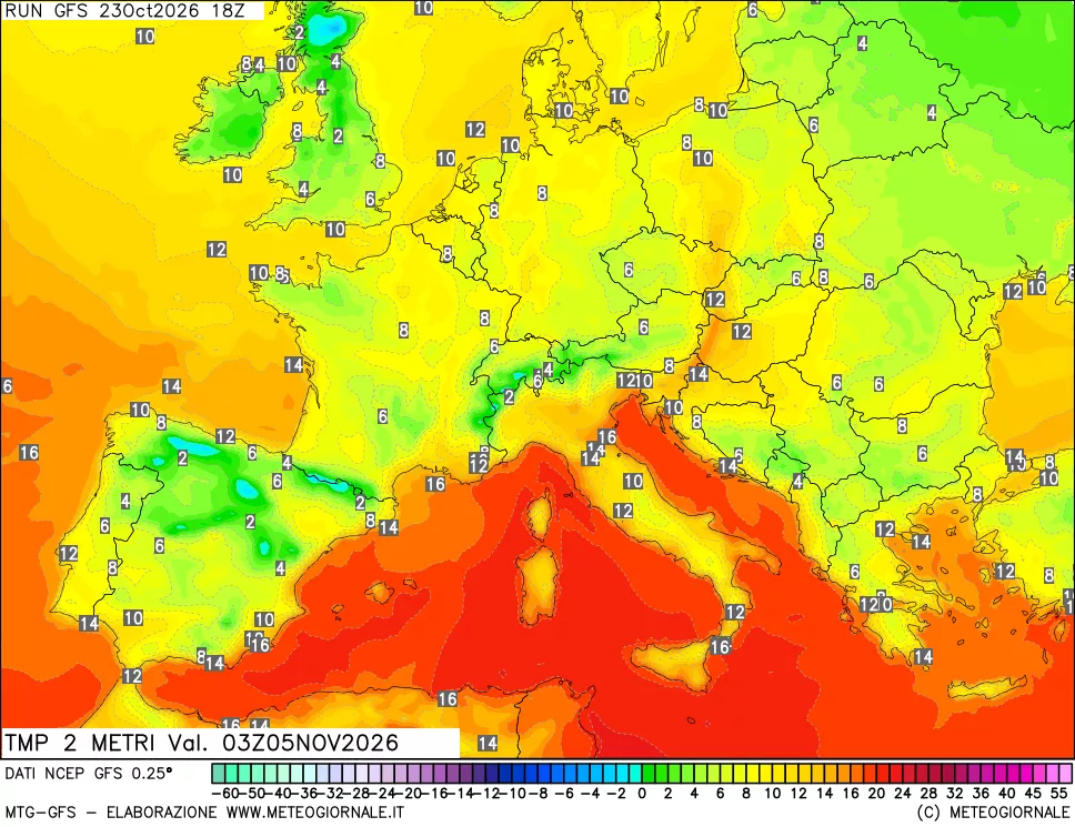mappa Temp 2 metri