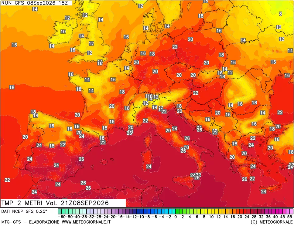 mappa Temp 2 metri