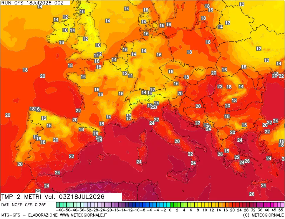 mappa Temp 2 metri