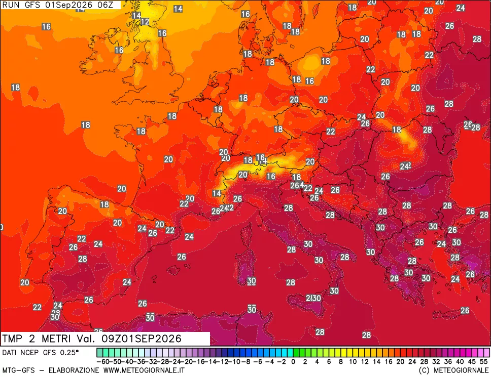 mappa Temp 2 metri