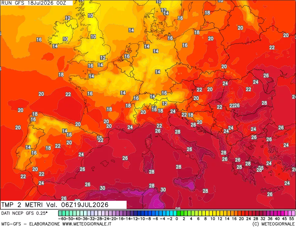 mappa Temp 2 metri