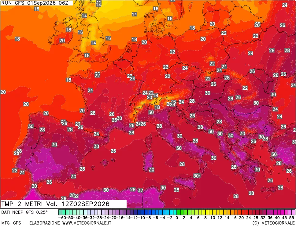 mappa Temp 2 metri