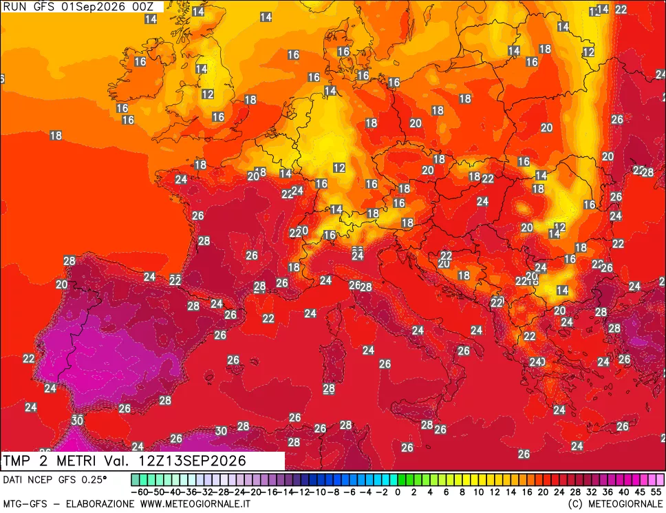 mappa Temp 2 metri