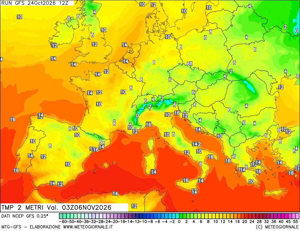 mappa Temp 2 metri
