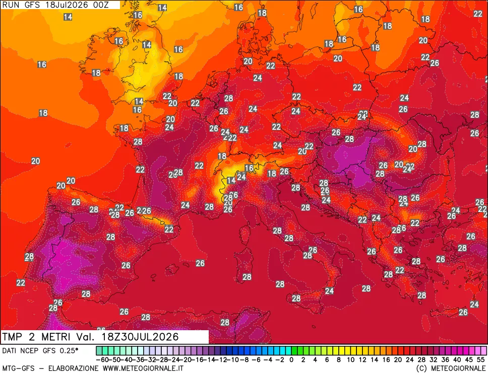 mappa Temp 2 metri