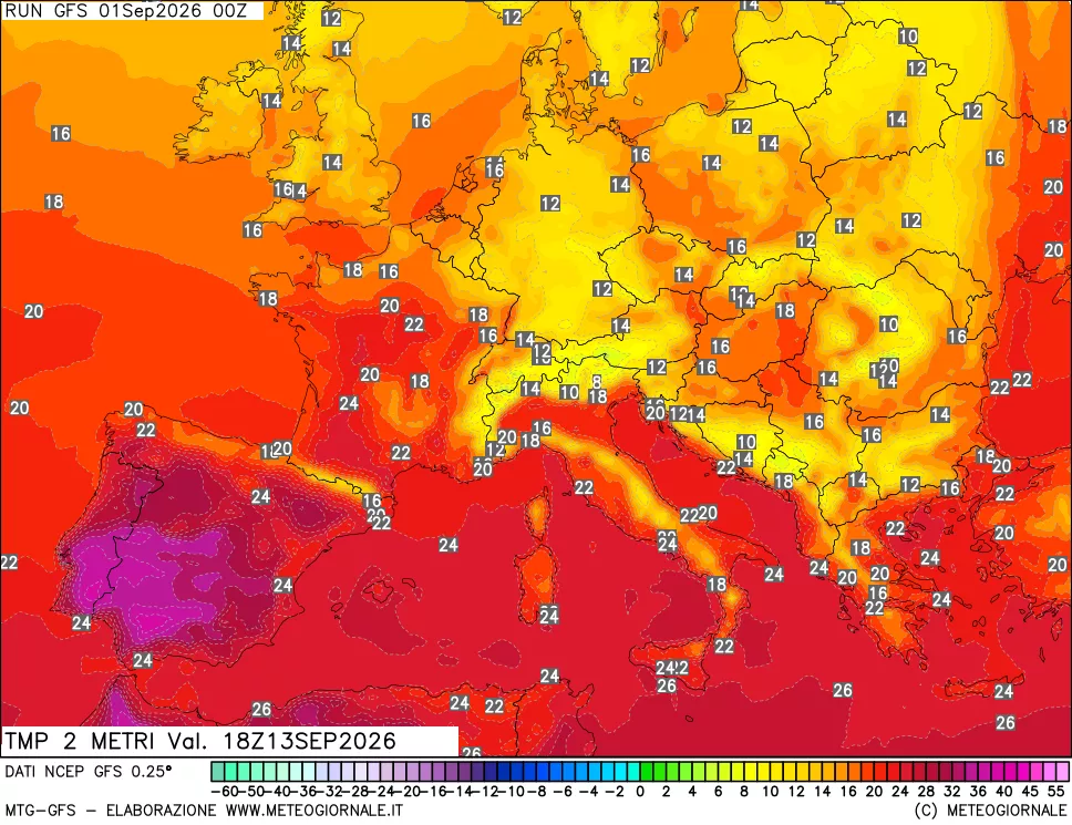 mappa Temp 2 metri