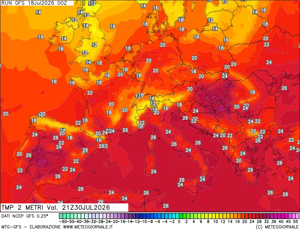 mappa Temp 2 metri