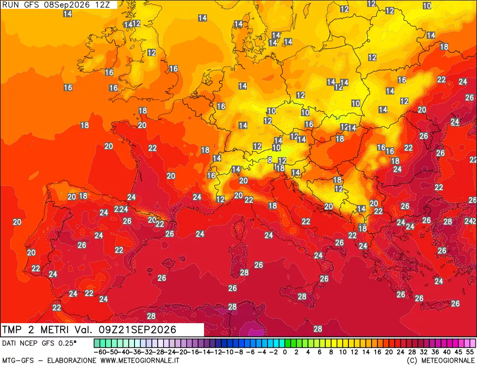 mappa Temp 2 metri