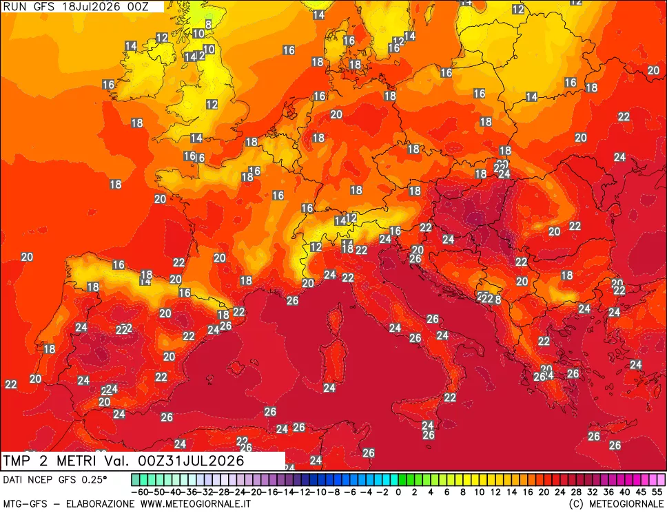 mappa Temp 2 metri