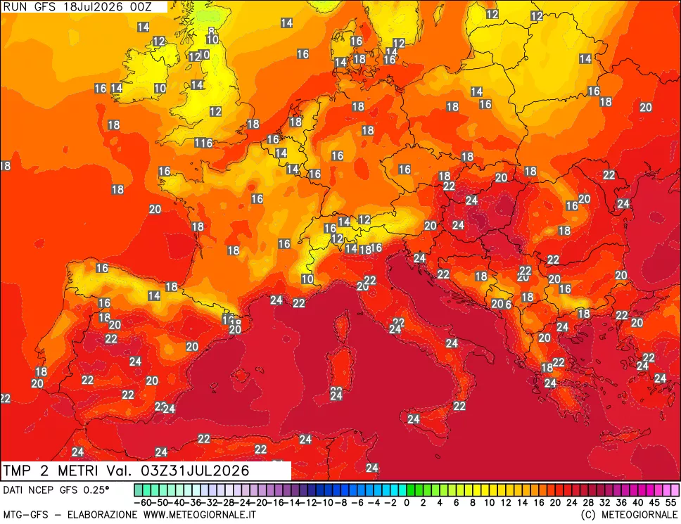 mappa Temp 2 metri