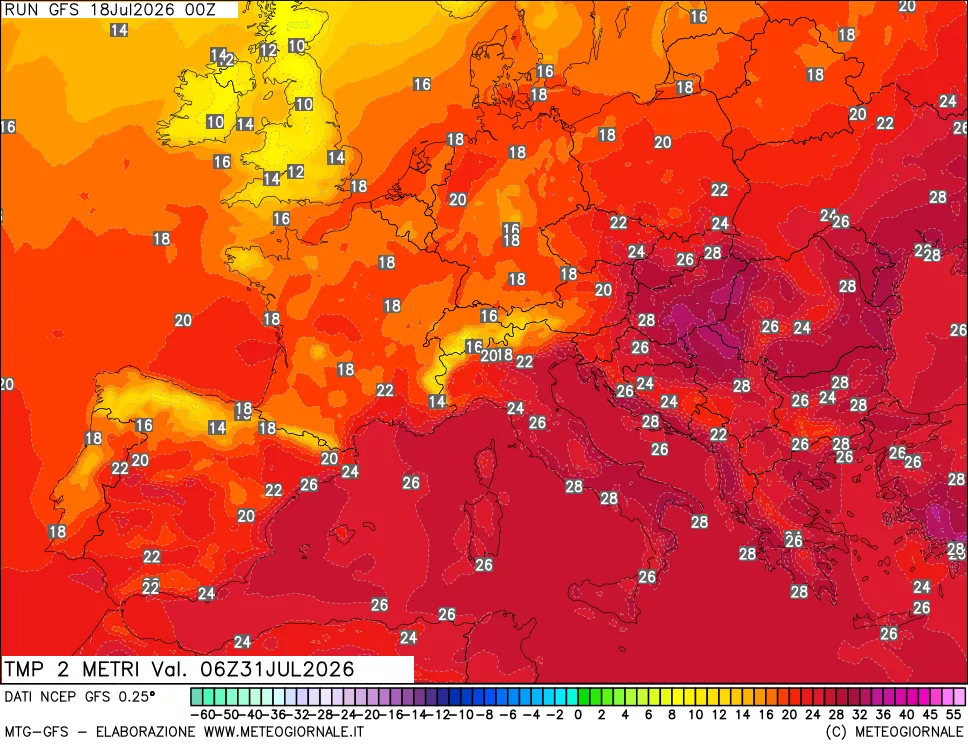 mappa Temp 2 metri