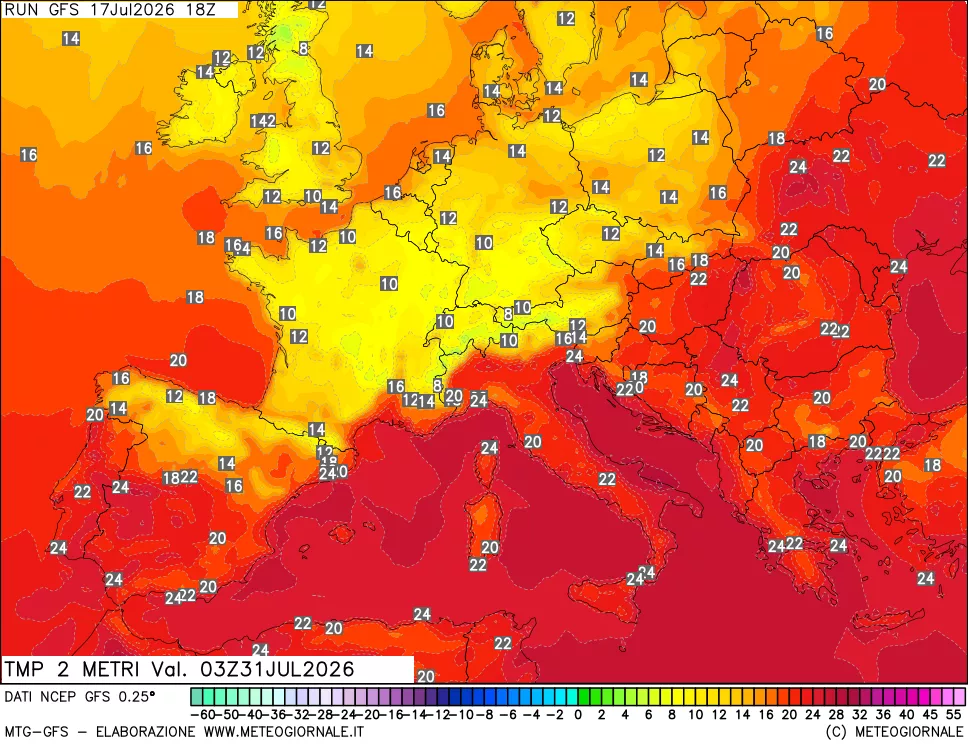 mappa Temp 2 metri