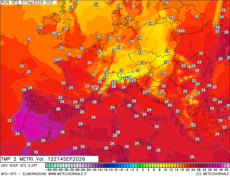 mappa Temp 2 metri