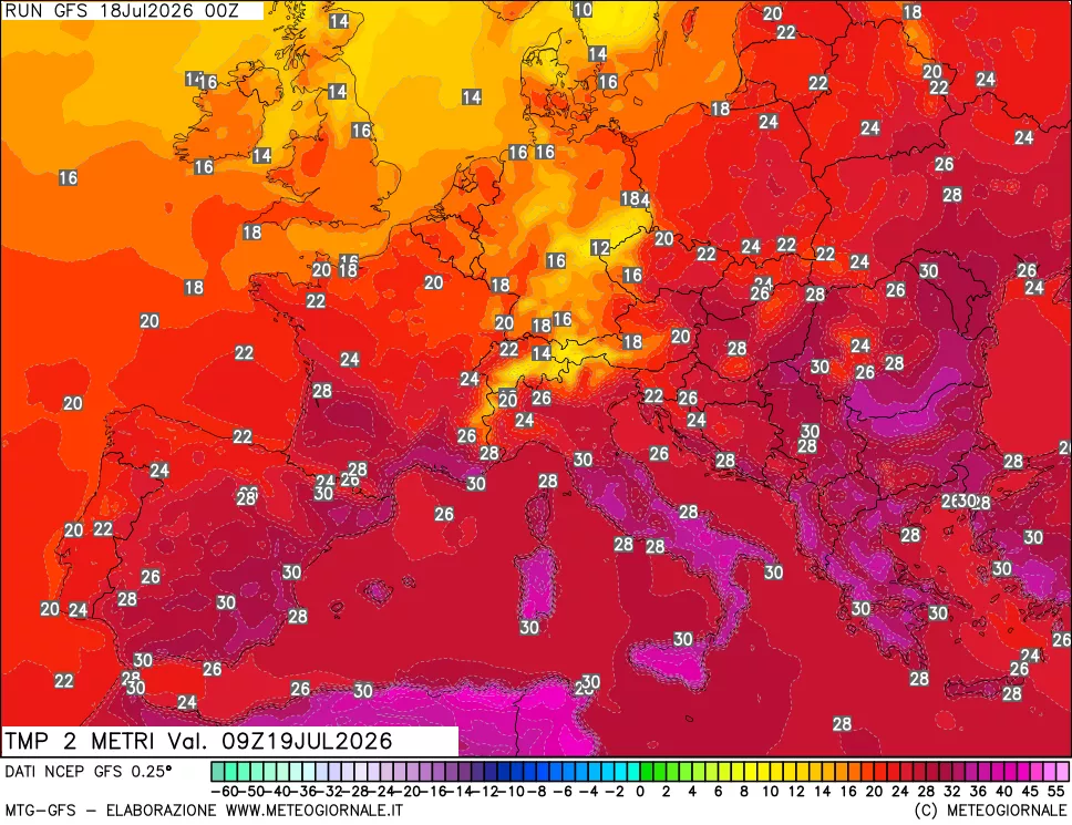 mappa Temp 2 metri