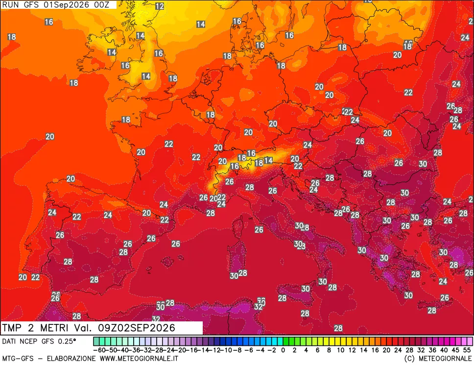 mappa Temp 2 metri