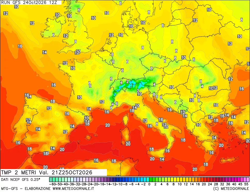 mappa Temp 2 metri
