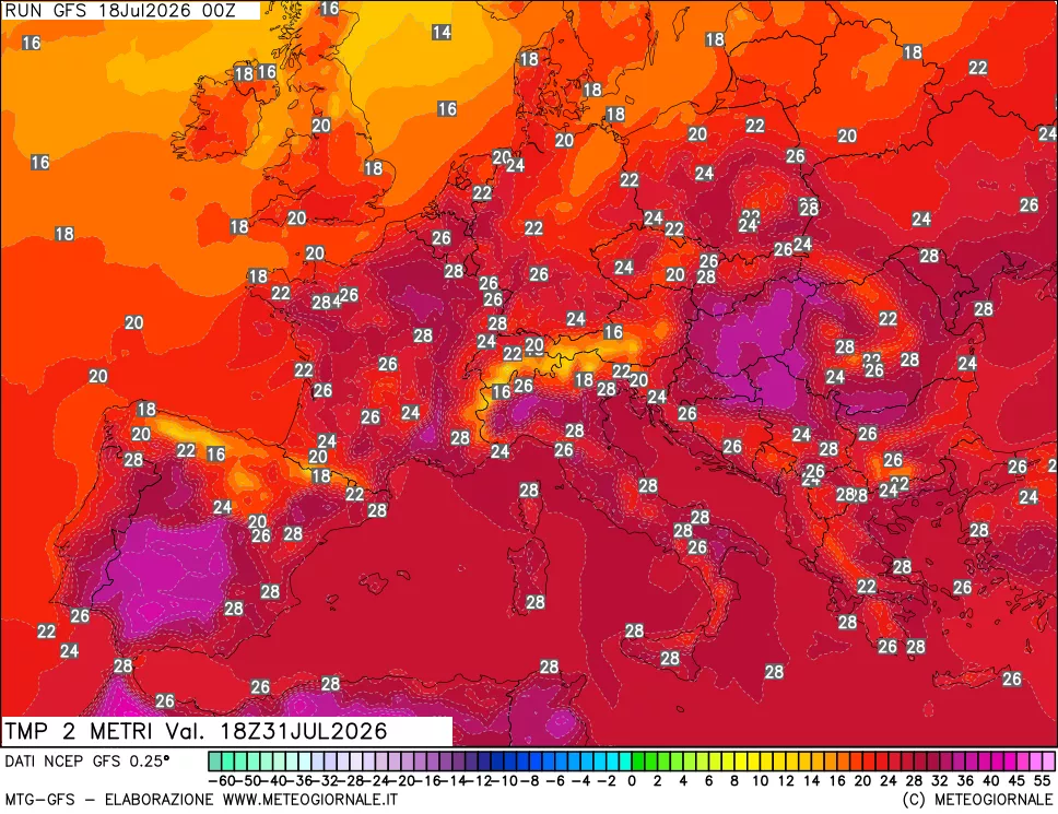 mappa Temp 2 metri