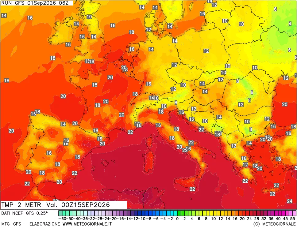mappa Temp 2 metri
