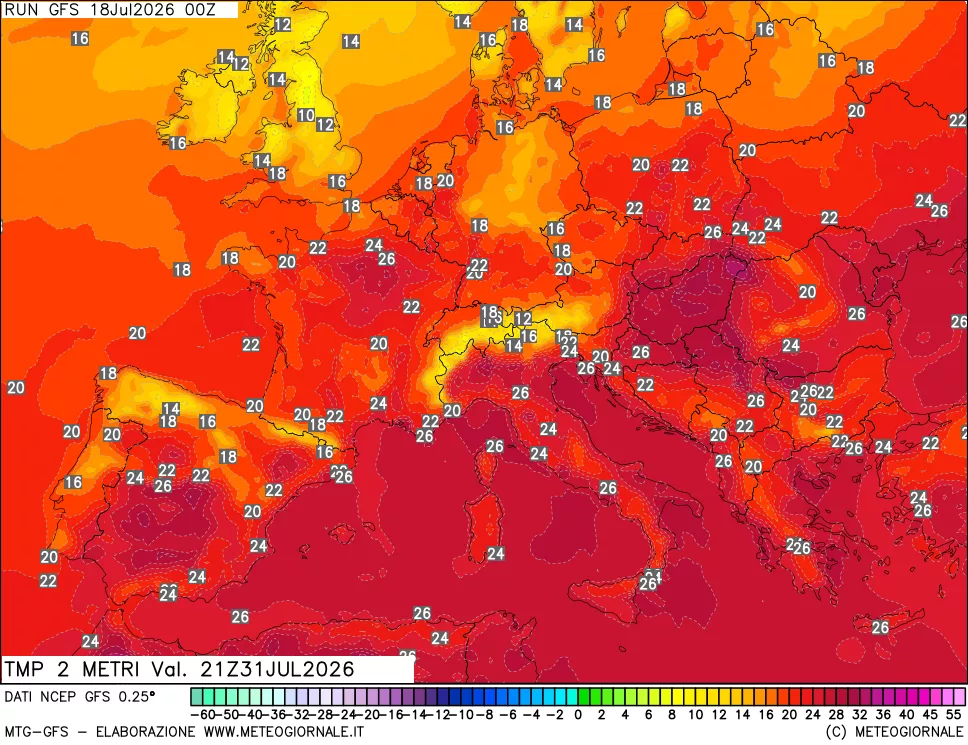 mappa Temp 2 metri