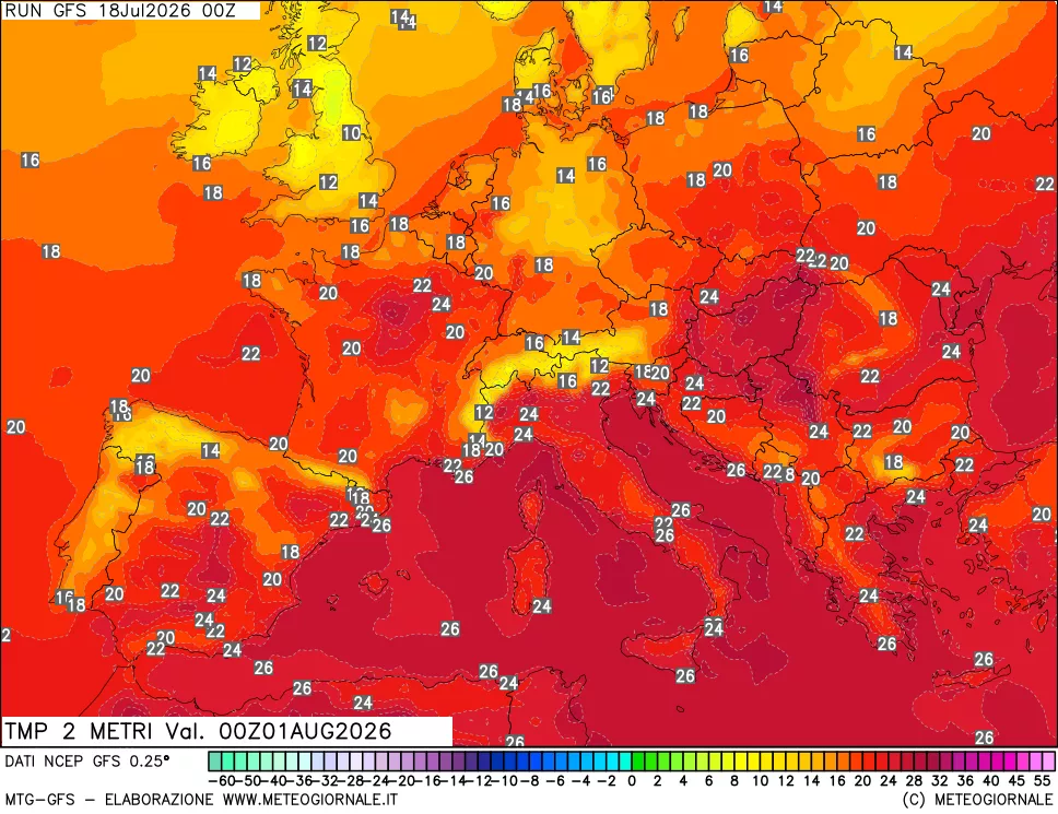 mappa Temp 2 metri