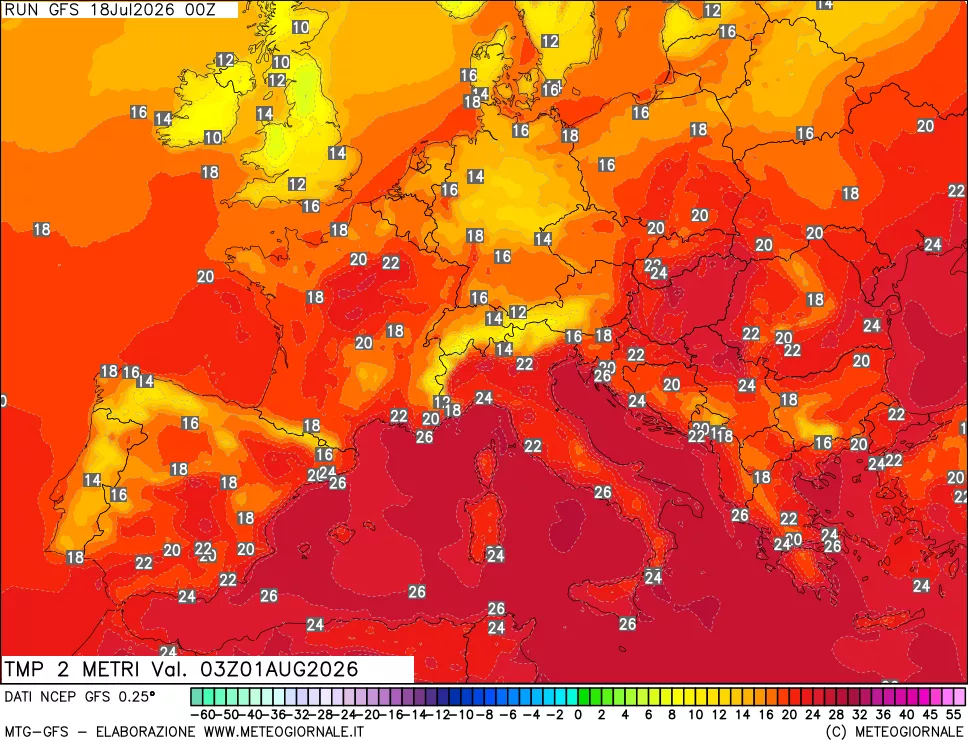 mappa Temp 2 metri