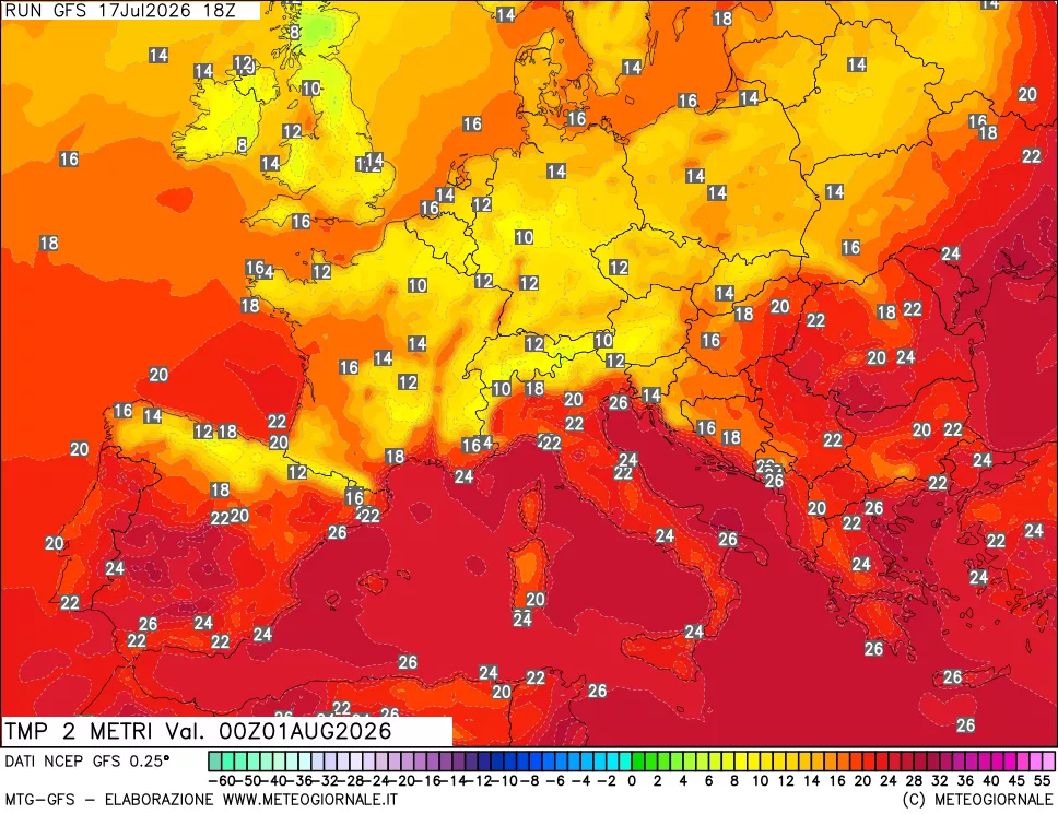 mappa Temp 2 metri