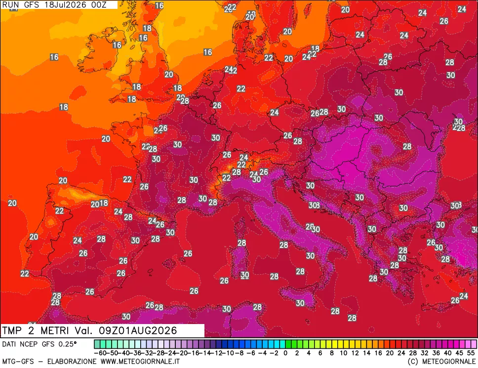 mappa Temp 2 metri