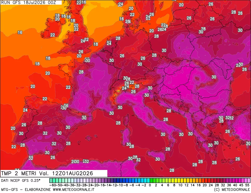mappa Temp 2 metri