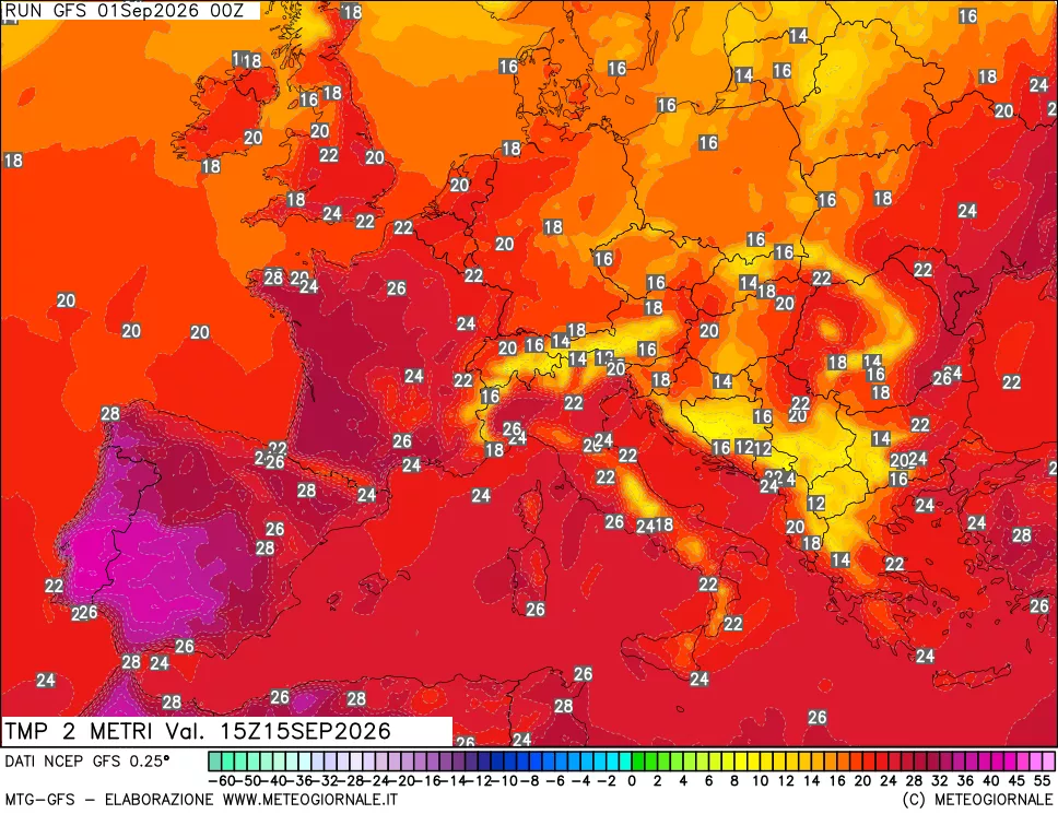 mappa Temp 2 metri