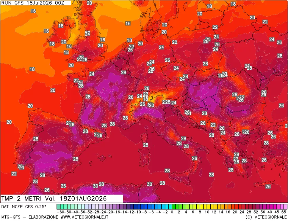 mappa Temp 2 metri