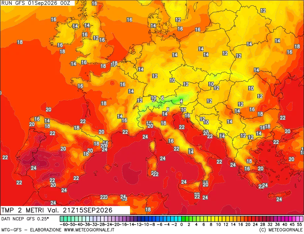 mappa Temp 2 metri