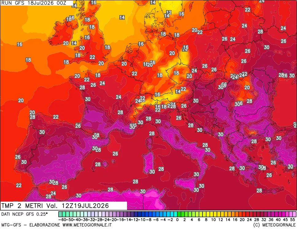 mappa Temp 2 metri