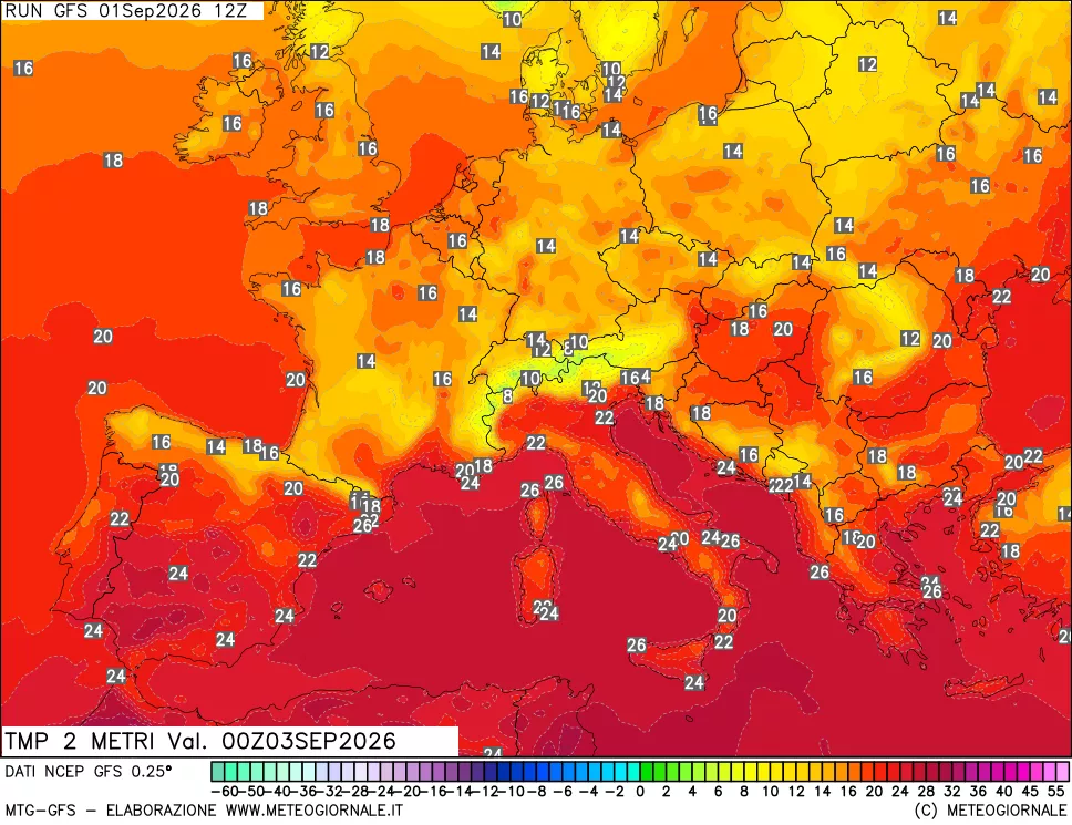mappa Temp 2 metri