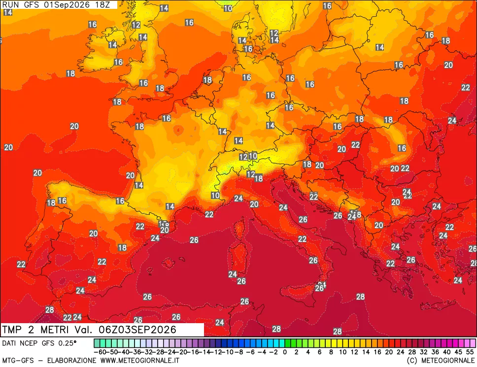 mappa Temp 2 metri