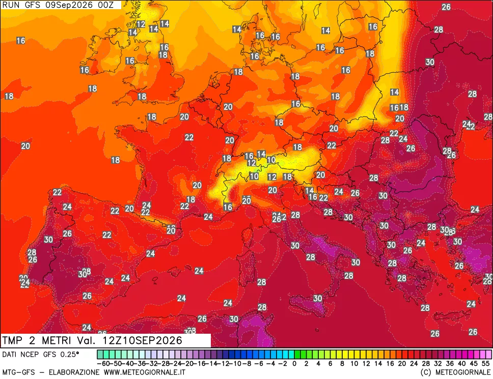 mappa Temp 2 metri