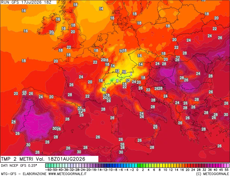 mappa Temp 2 metri