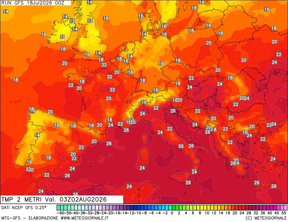 mappa Temp 2 metri