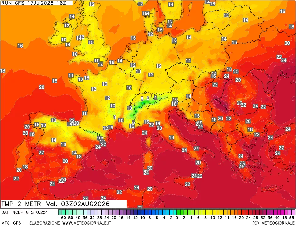 mappa Temp 2 metri