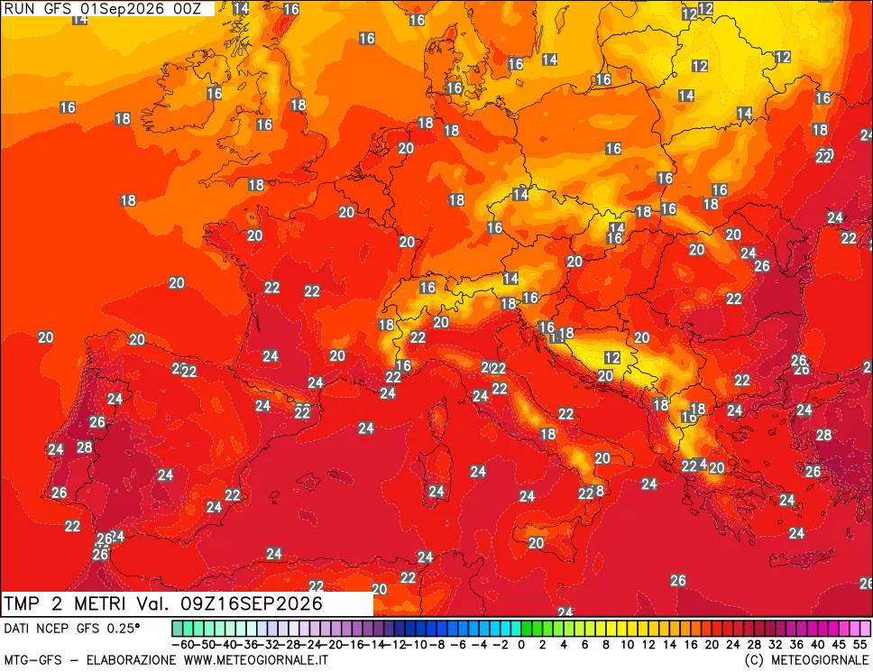mappa Temp 2 metri