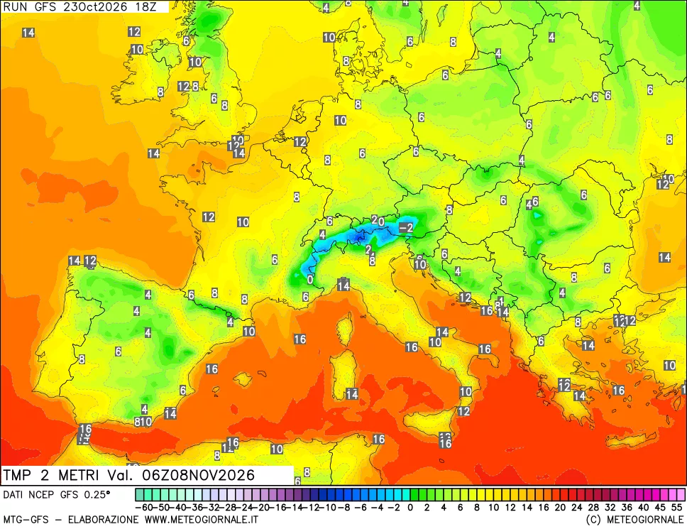 mappa Temp 2 metri