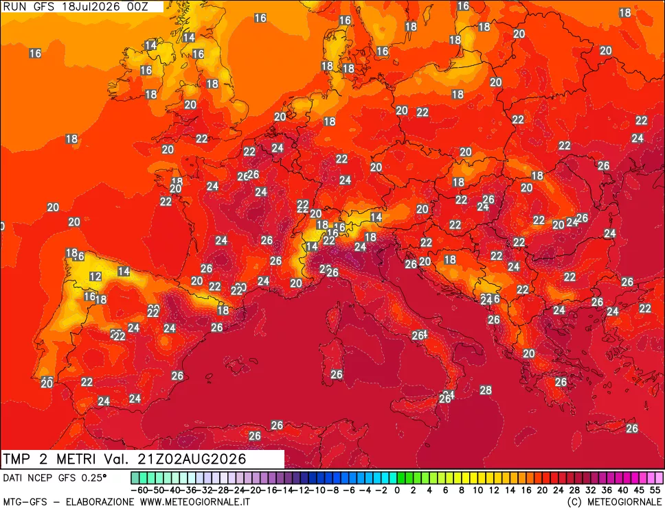 mappa Temp 2 metri