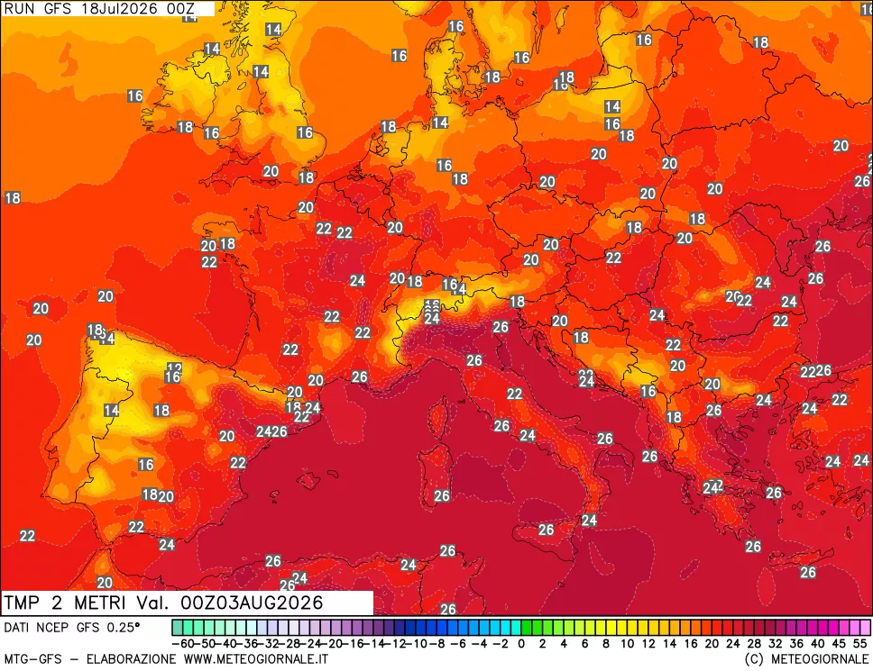 mappa Temp 2 metri