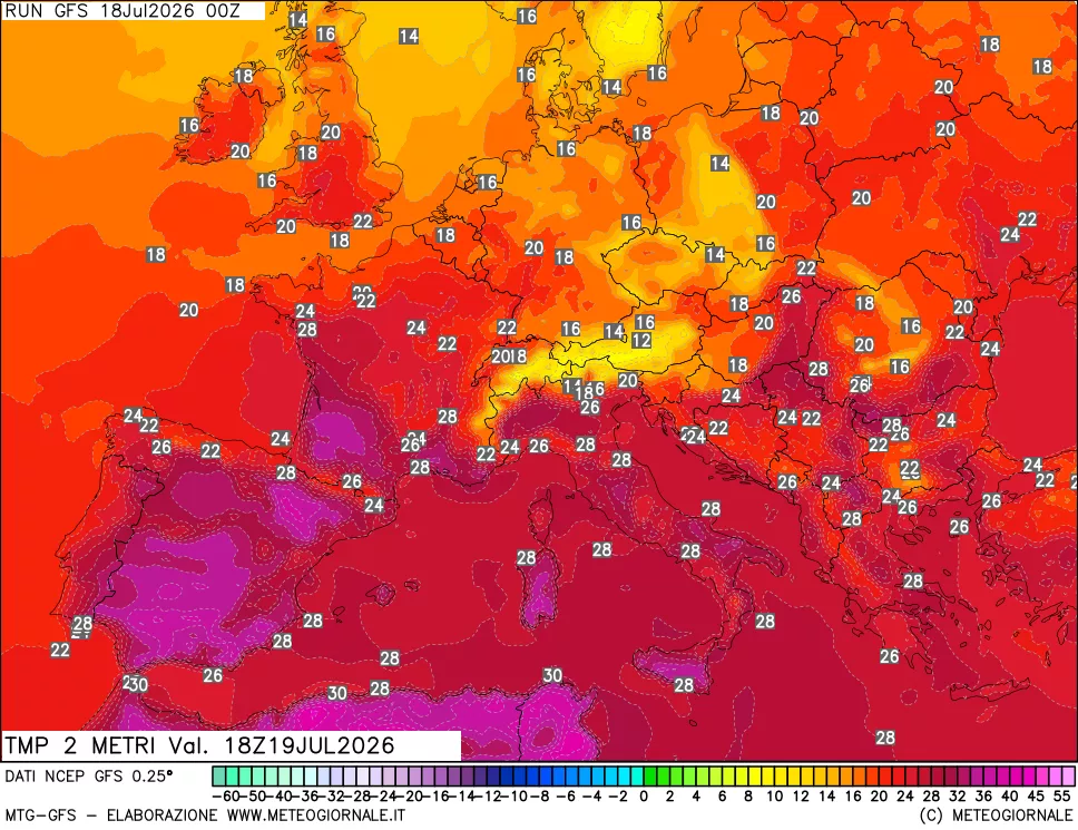 mappa Temp 2 metri