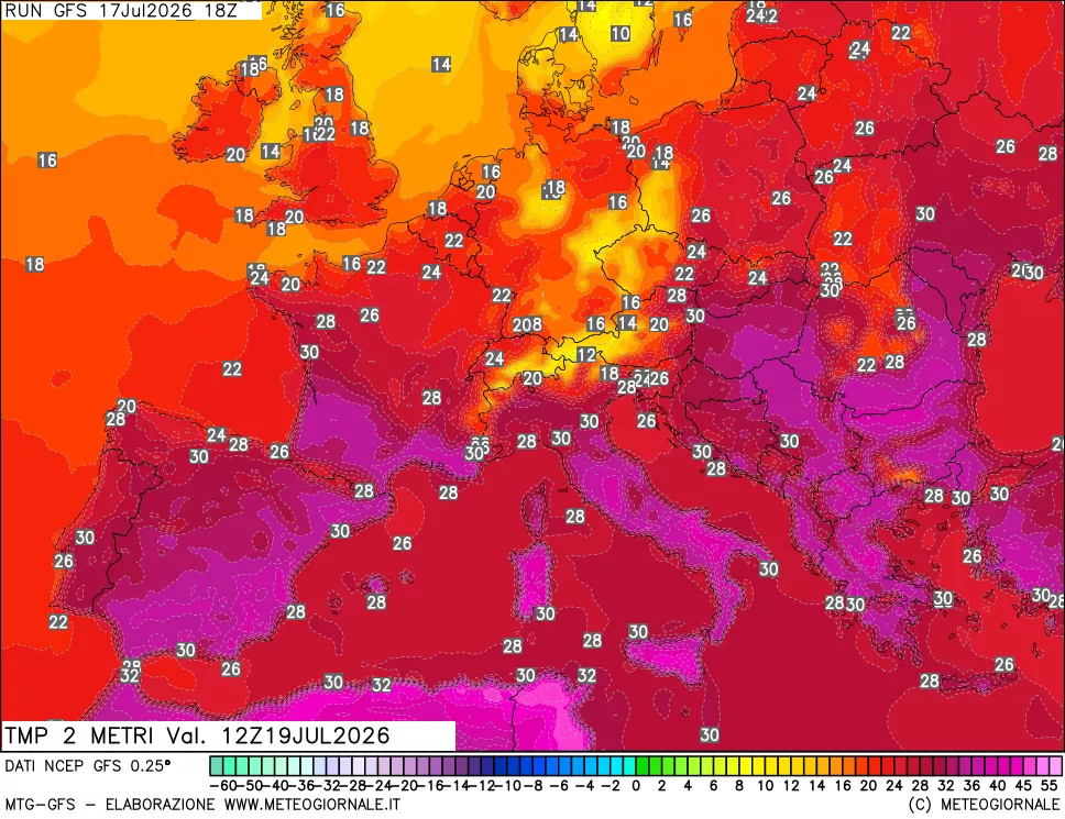mappa Temp 2 metri