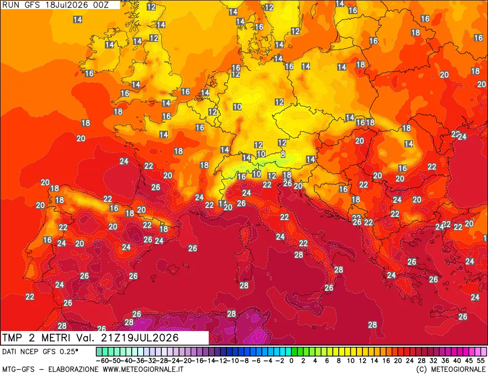 mappa Temp 2 metri
