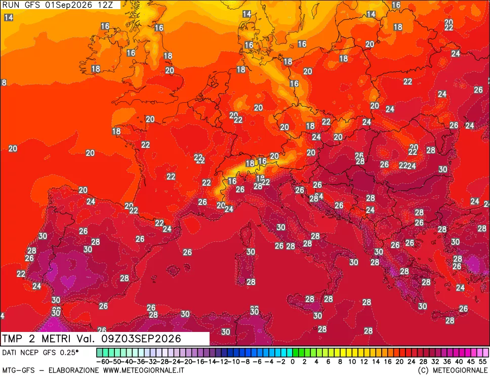 mappa Temp 2 metri