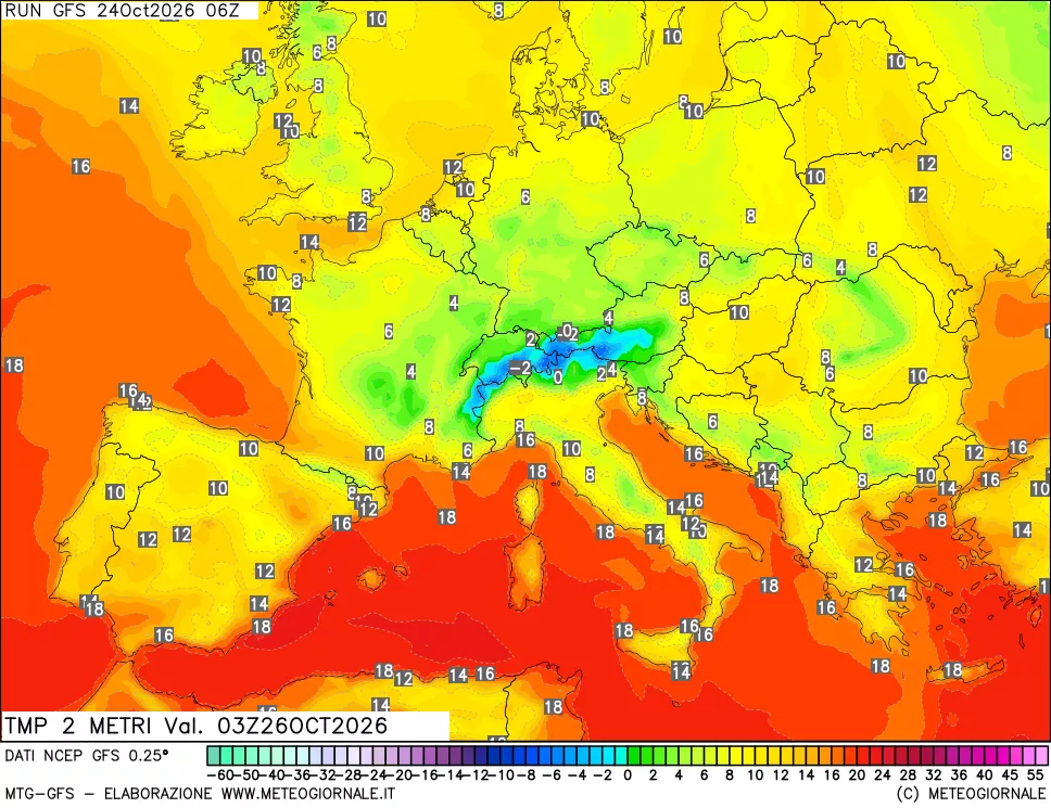 mappa Temp 2 metri