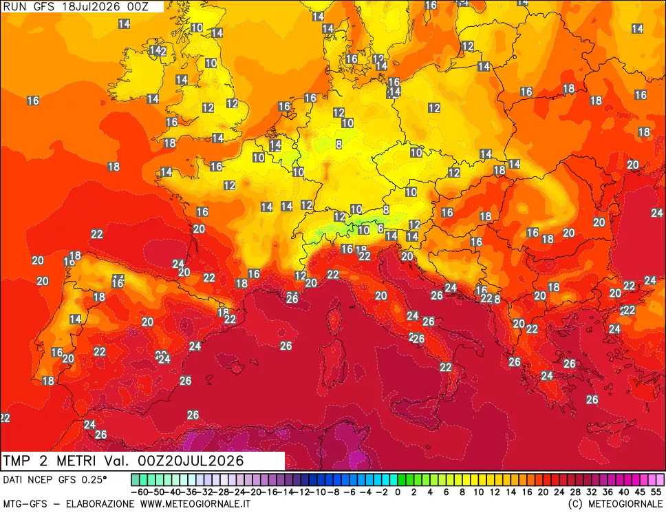 mappa Temp 2 metri
